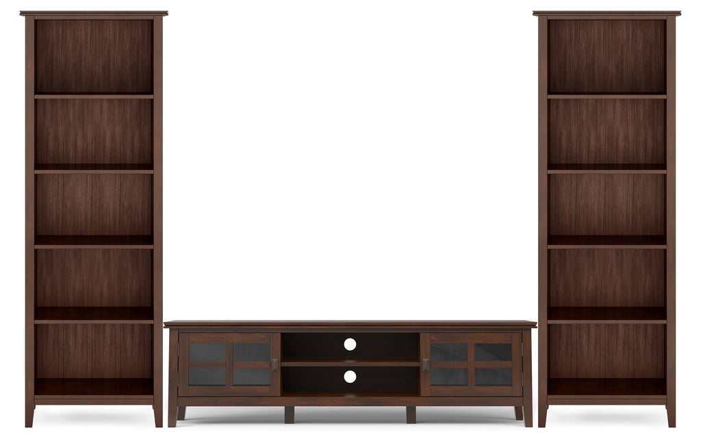 Artisan 72 inch Low TV Stand with 26 inch 5 Shelf Bookcases (Set of 3)