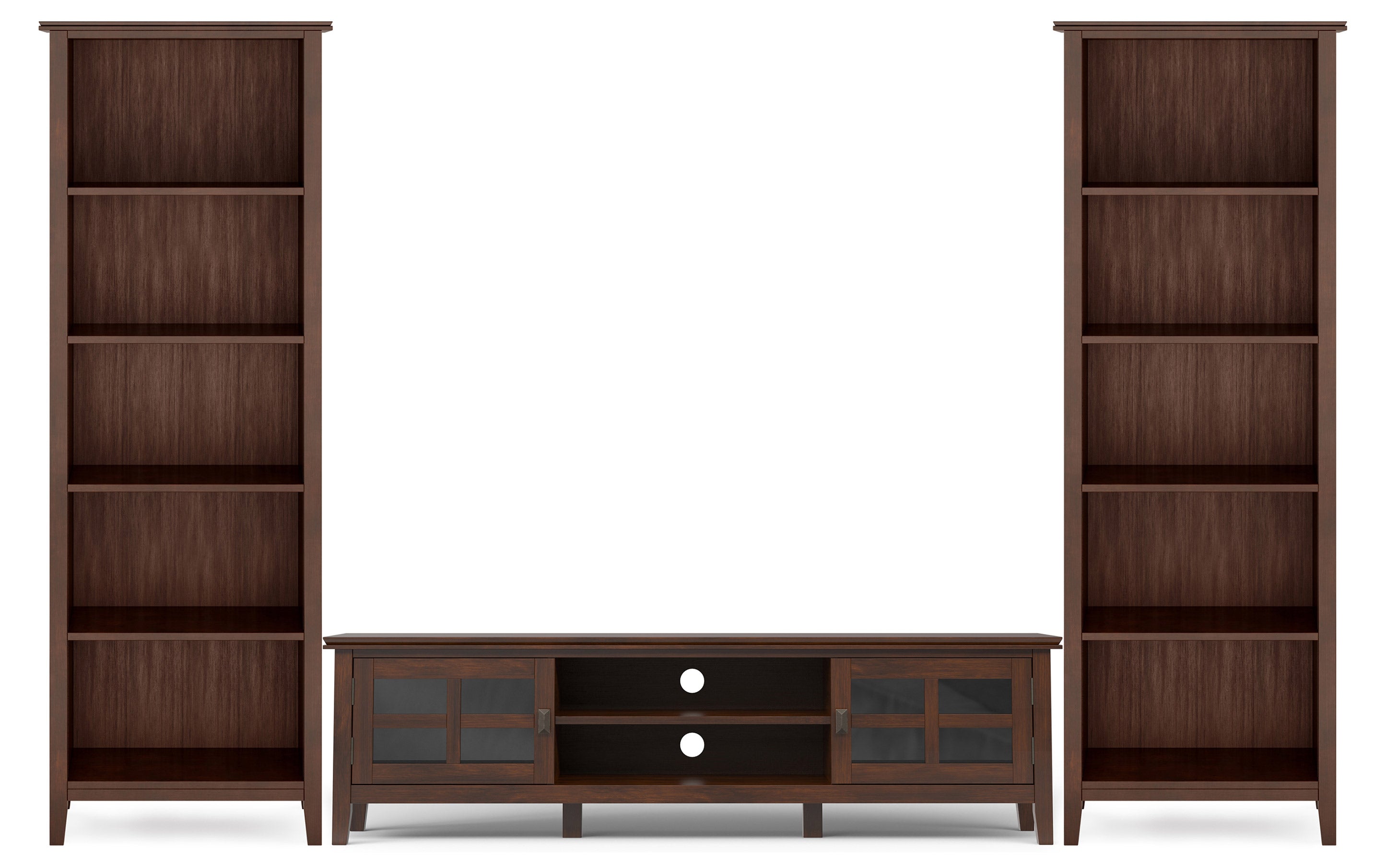 Artisan 72 inch Low TV Stand with 26 inch 5 Shelf Bookcases (Set of 3)