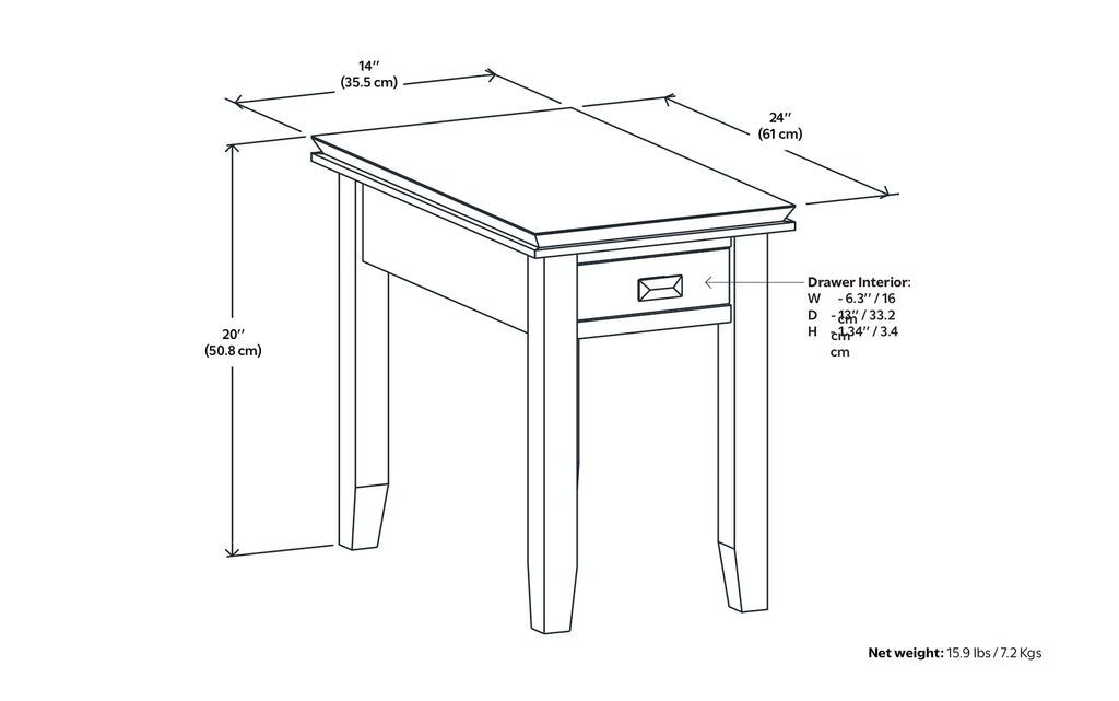 Artisan 14 inch Narrow Side Table (Set of 2)