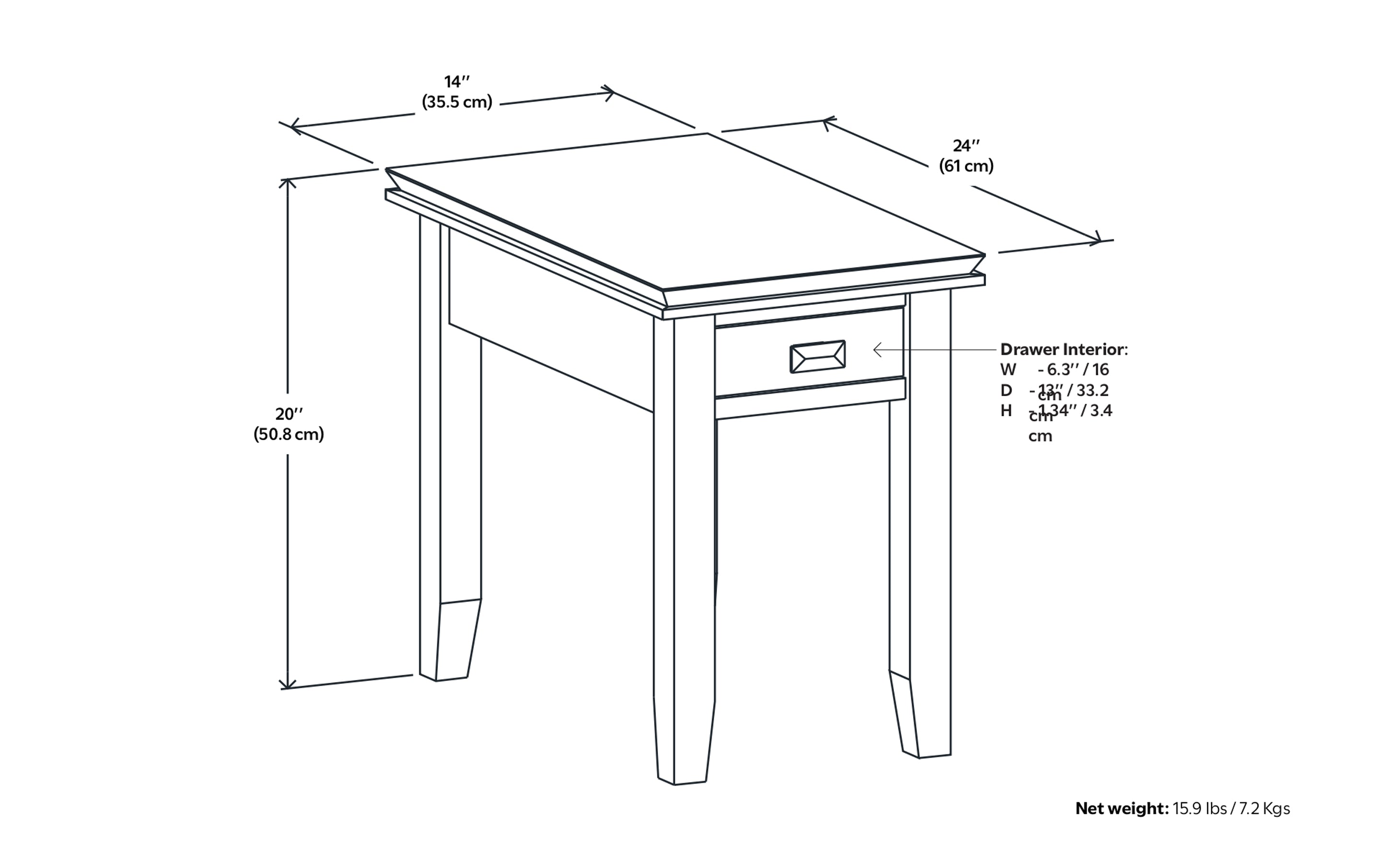 Artisan 14 inch Narrow Side Table (Set of 2)
