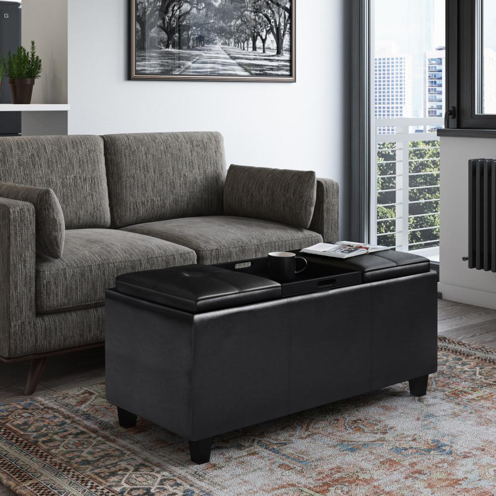 Avalon Ottoman with lift up lids in Vegan Leather
