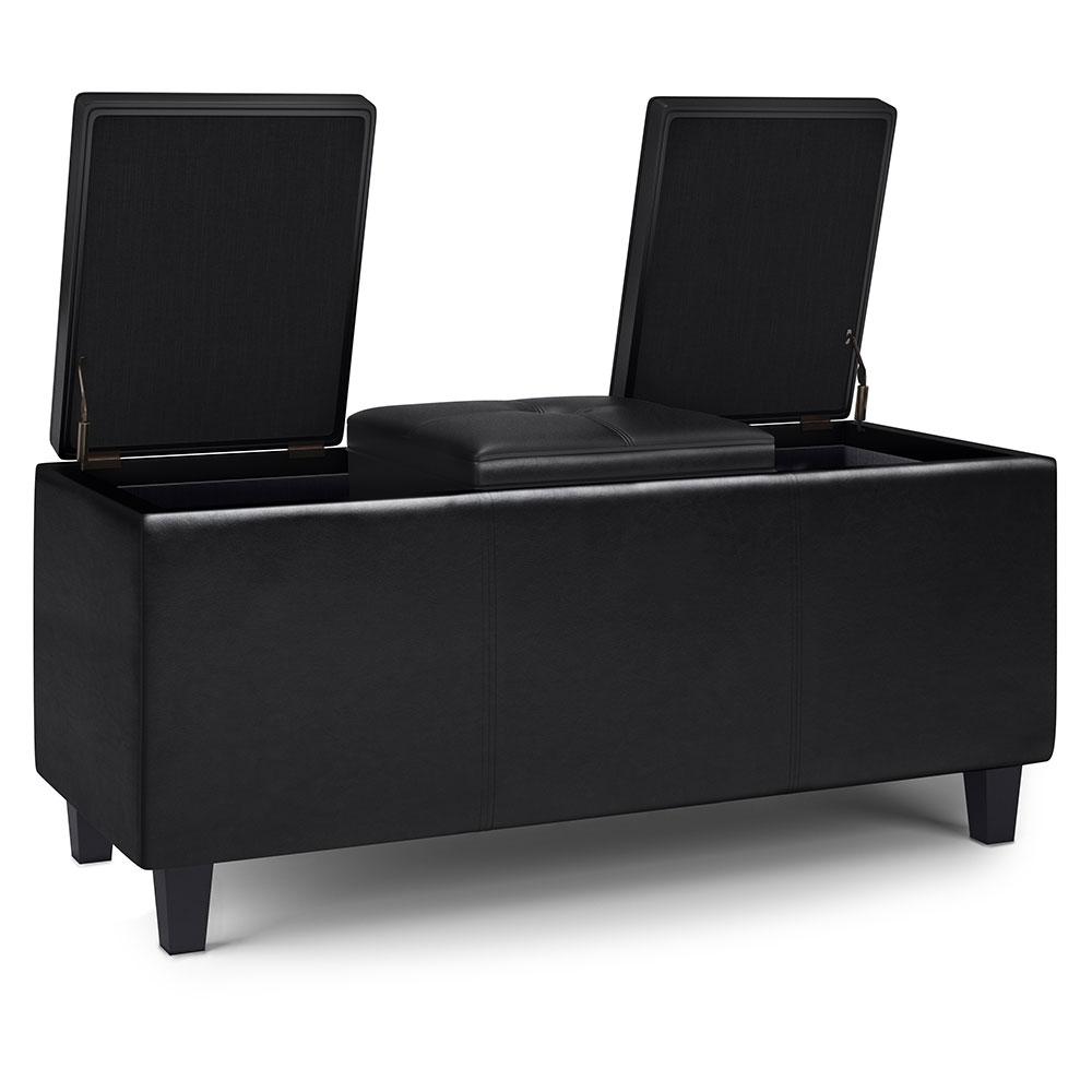 Avalon Ottoman with lift up lids in Vegan Leather