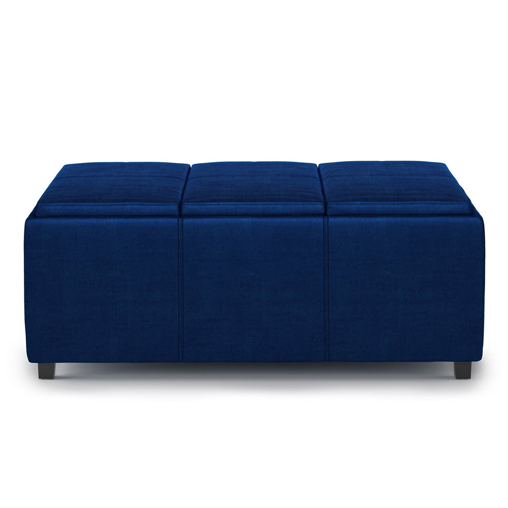 Avalon 3 Trays Ottoman in Velvet Fabric