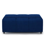 Avalon 3 Trays Ottoman in Velvet Fabric