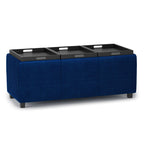 Avalon 3 Trays Ottoman in Velvet Fabric