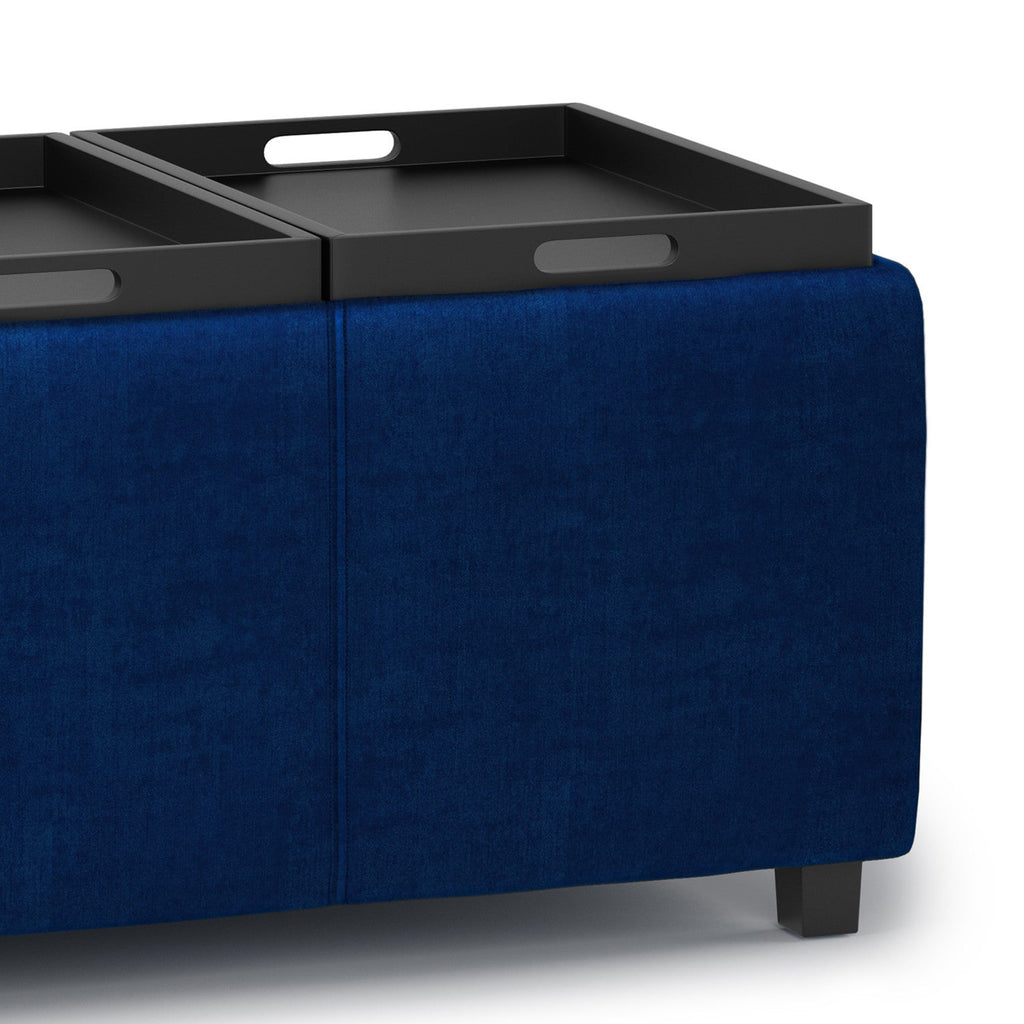 Avalon 3 Trays Ottoman in Velvet Fabric