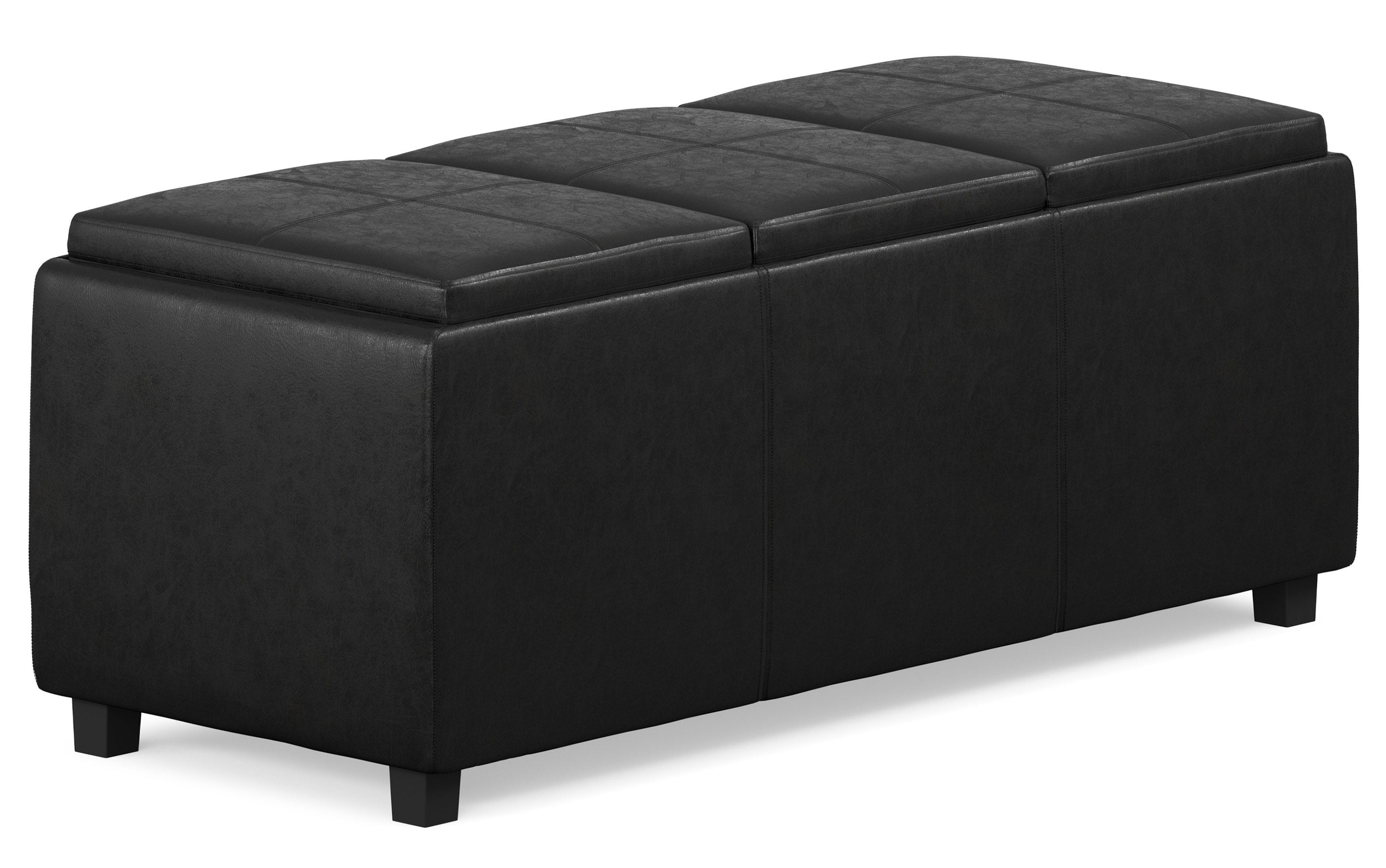 Avalon 3 Trays Ottoman in Distressed Vegan Leather