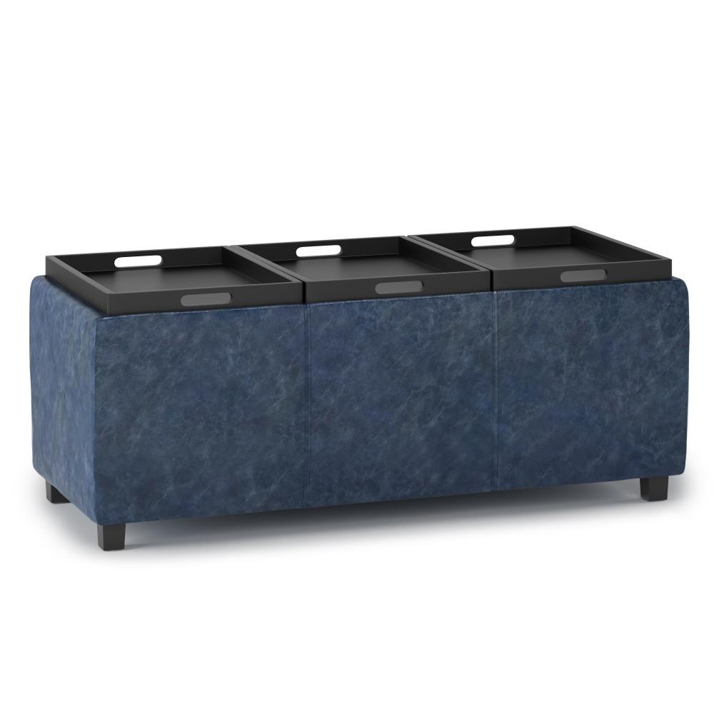 Avalon 3 Trays Ottoman in Vegan Leather