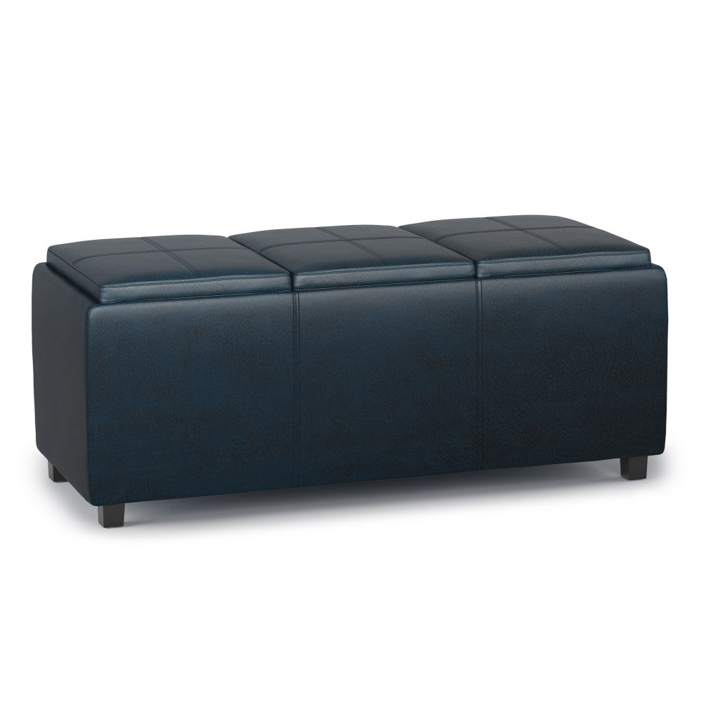 Avalon 3 Trays Ottoman in Distressed Vegan Leather