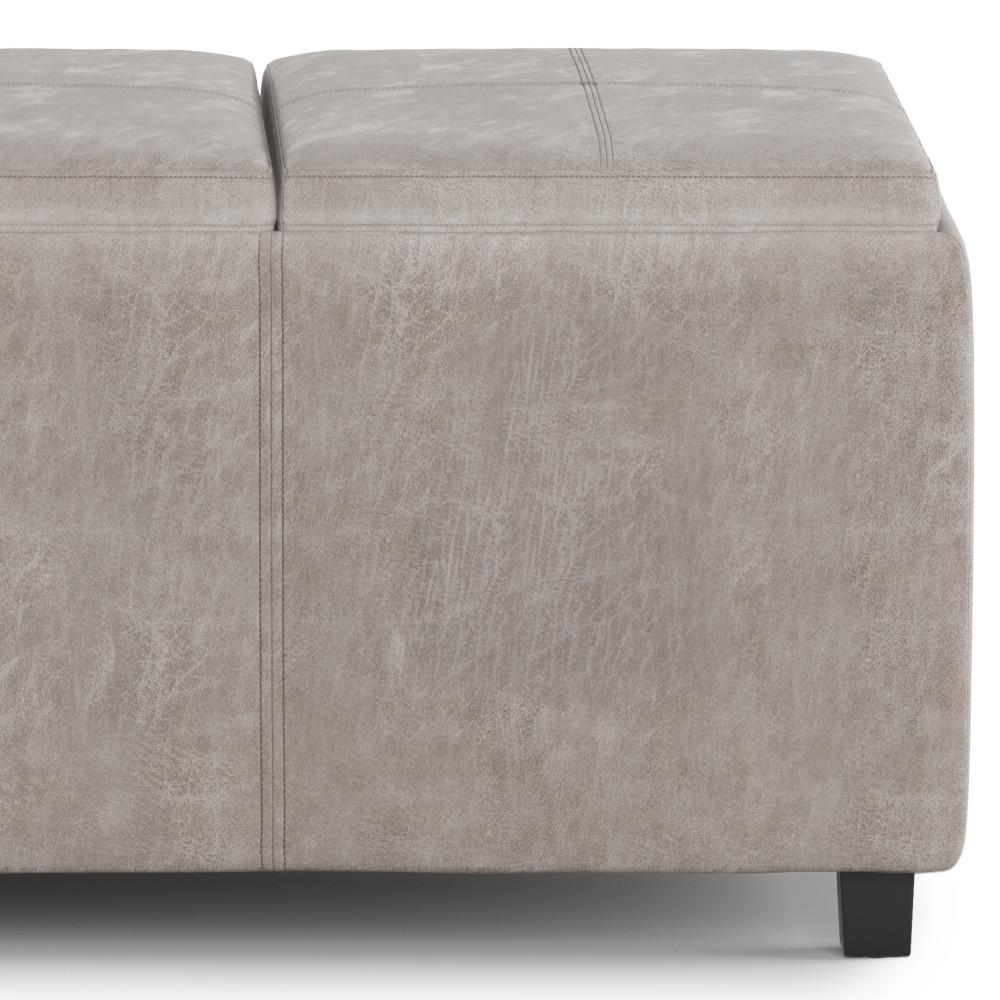 Avalon 3 Trays Ottoman in Distressed Vegan Leather