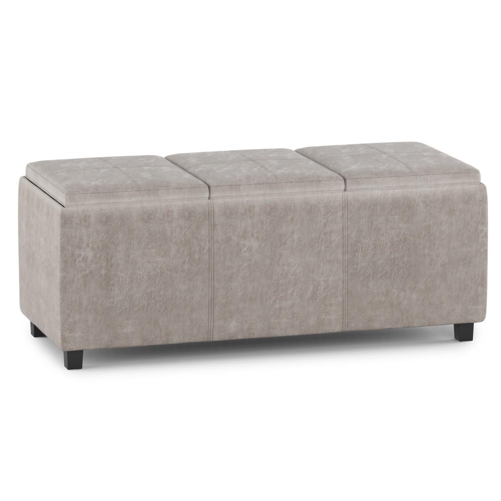 Avalon 3 Trays Ottoman in Distressed Vegan Leather