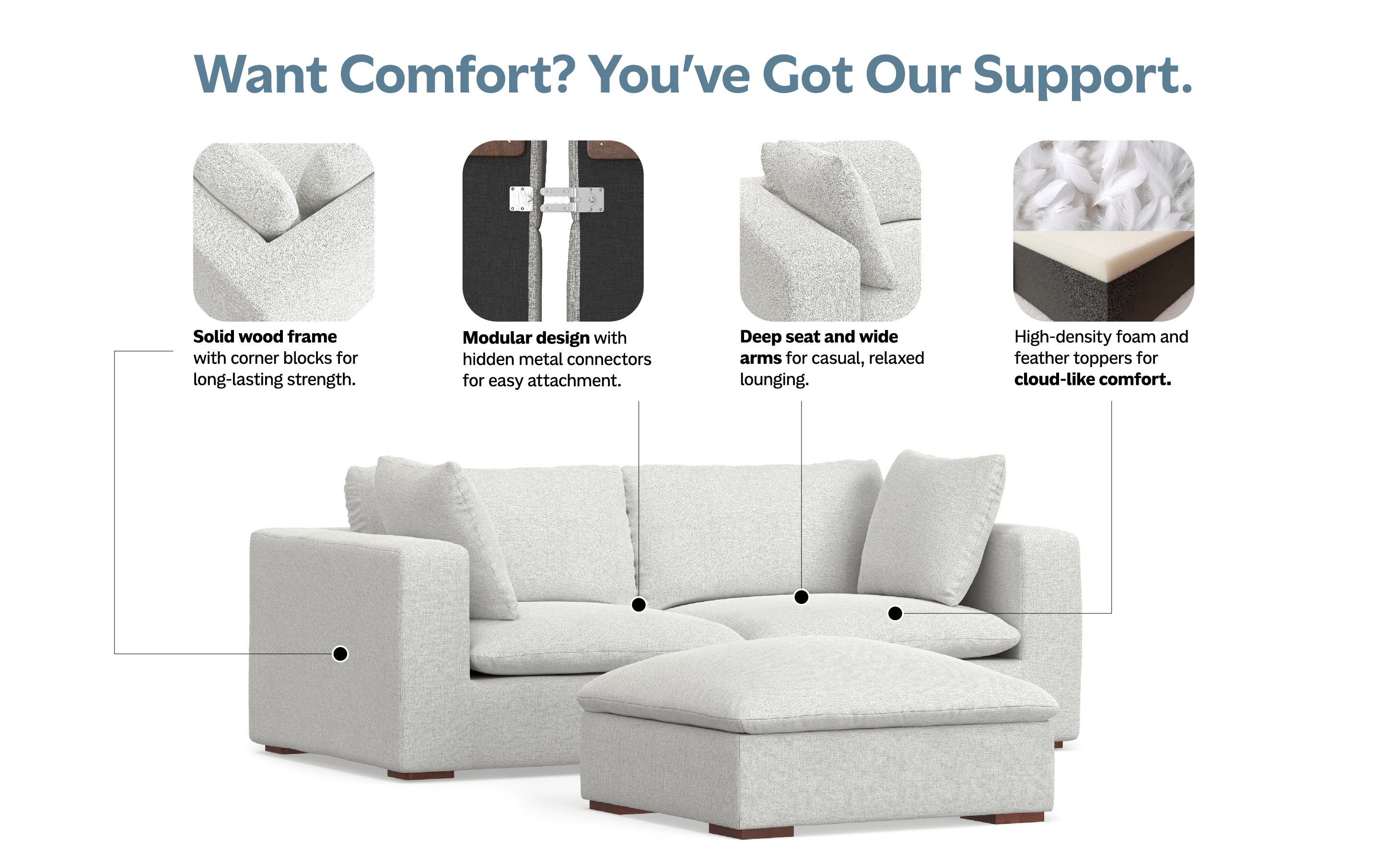 Jasmine 2 Seater Sofa and Ottoman