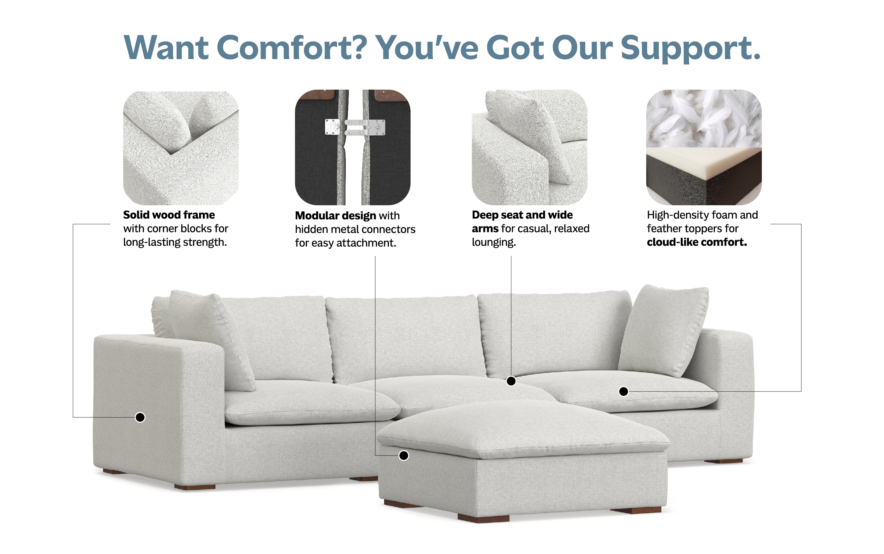 Jasmine 3 Seater Sofa and Ottoman