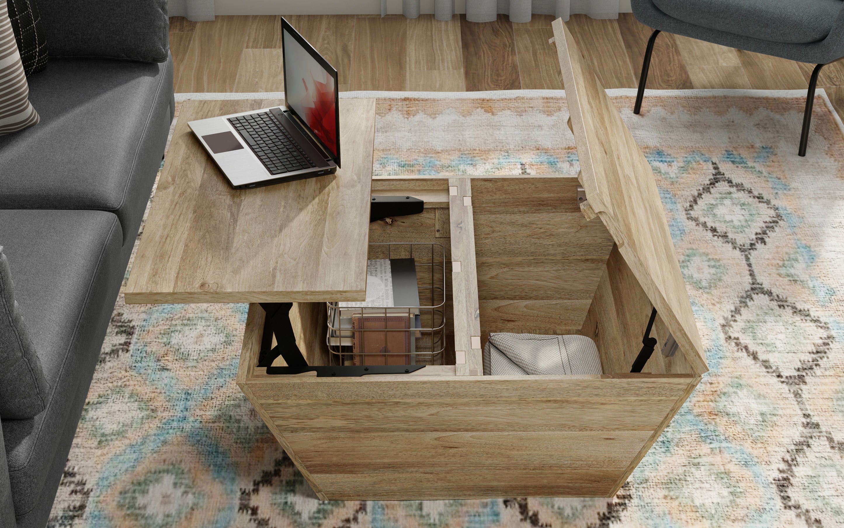 Abba 36 inch Square Lift Top Coffee Table