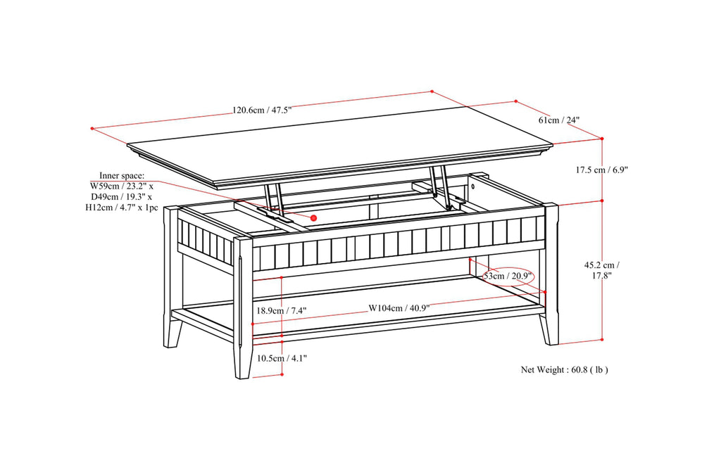Acadian Lift Top Coffee Table