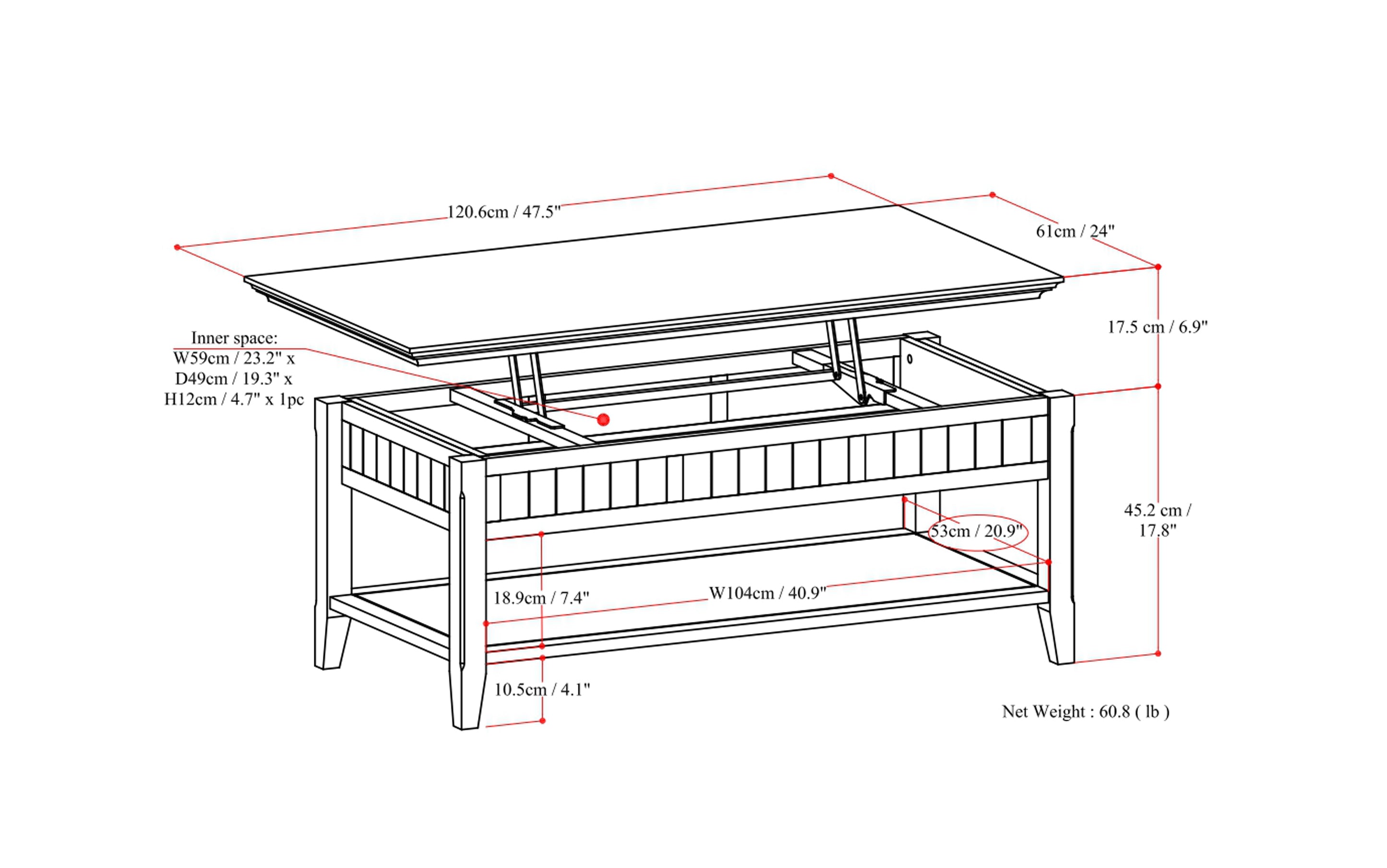 Acadian Lift Top Coffee Table