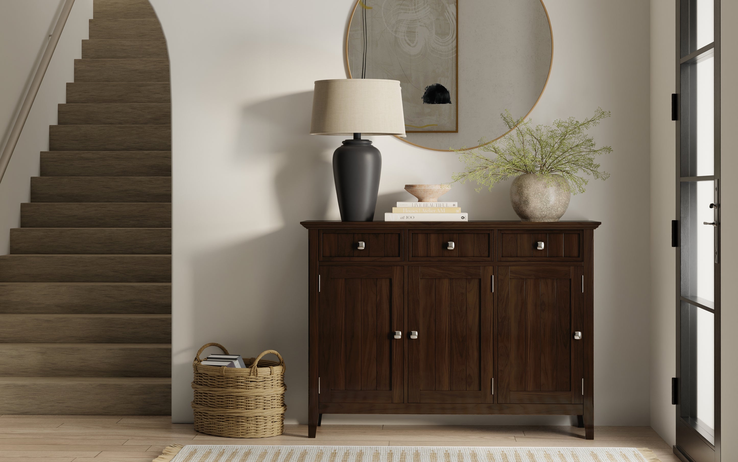 Acadian Wide Entryway Storage Cabinet