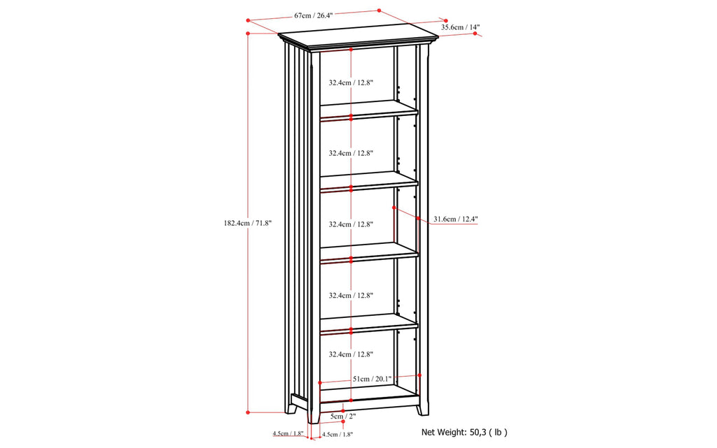 Acadian 5 Shelf Bookcase