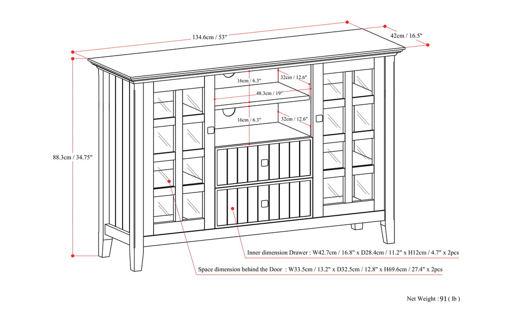 Acadian Tall TV Media Stand