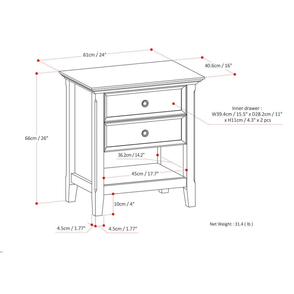 Amherst Bedside Table
