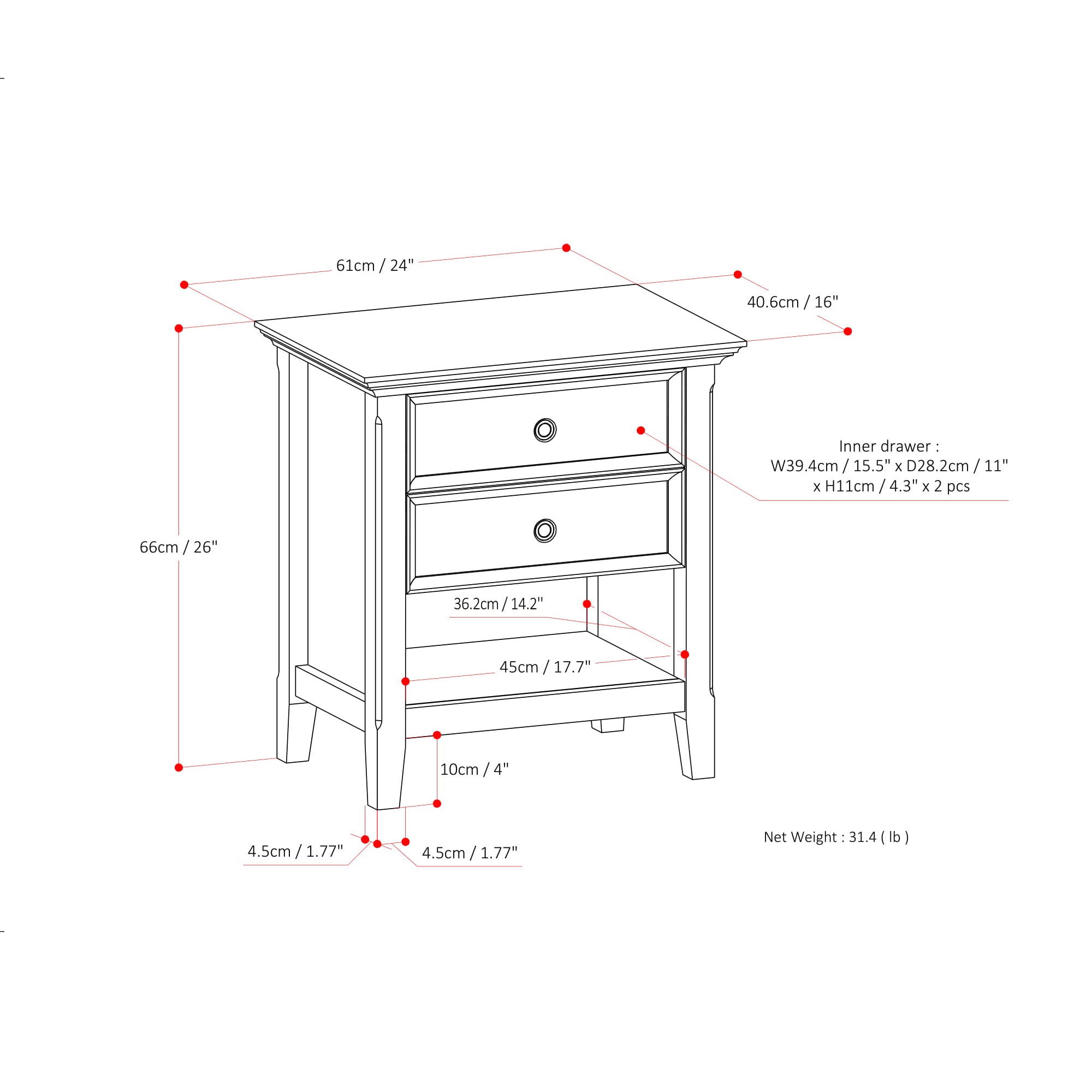 Amherst Bedside Table