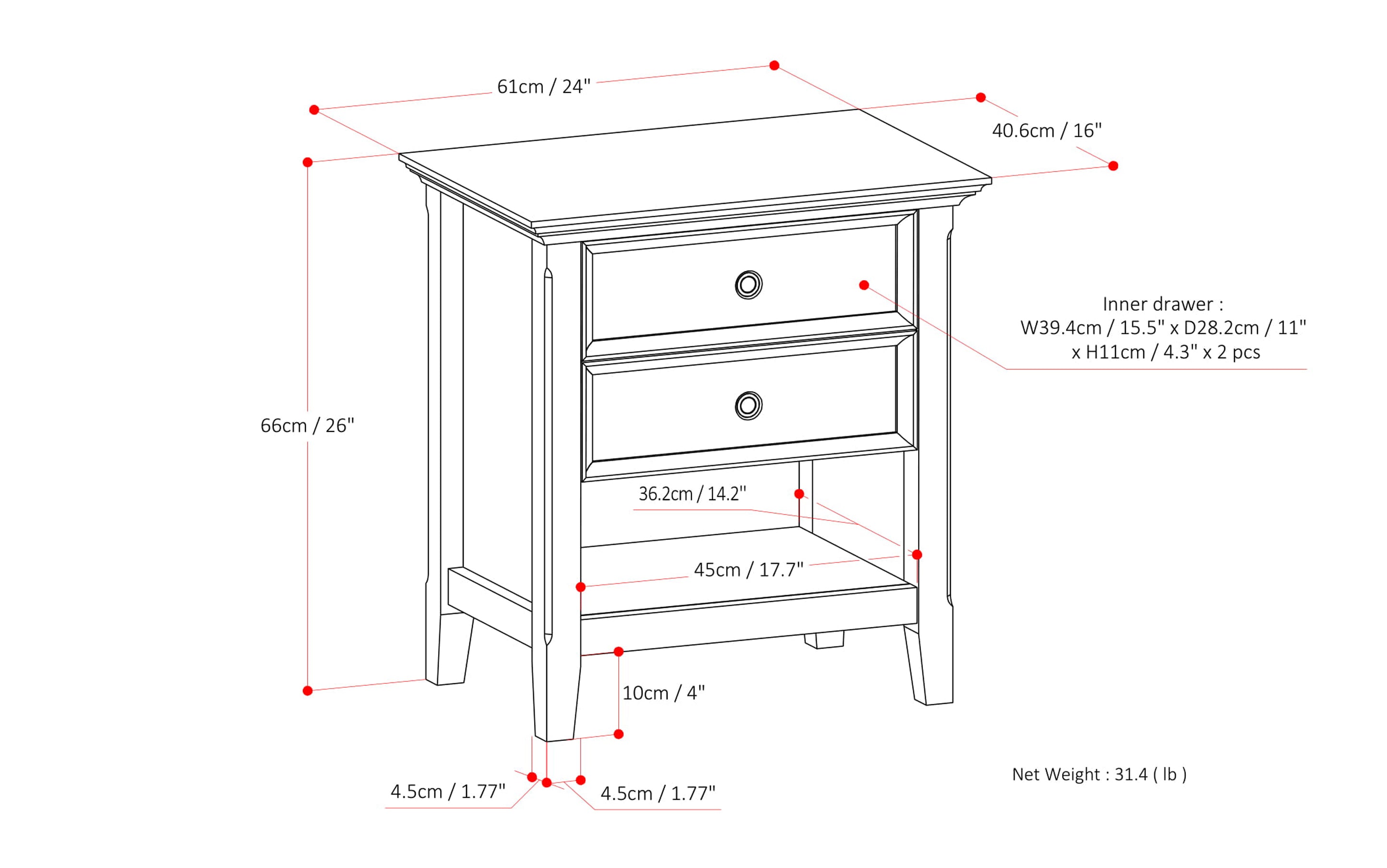 Amherst Bedside Table