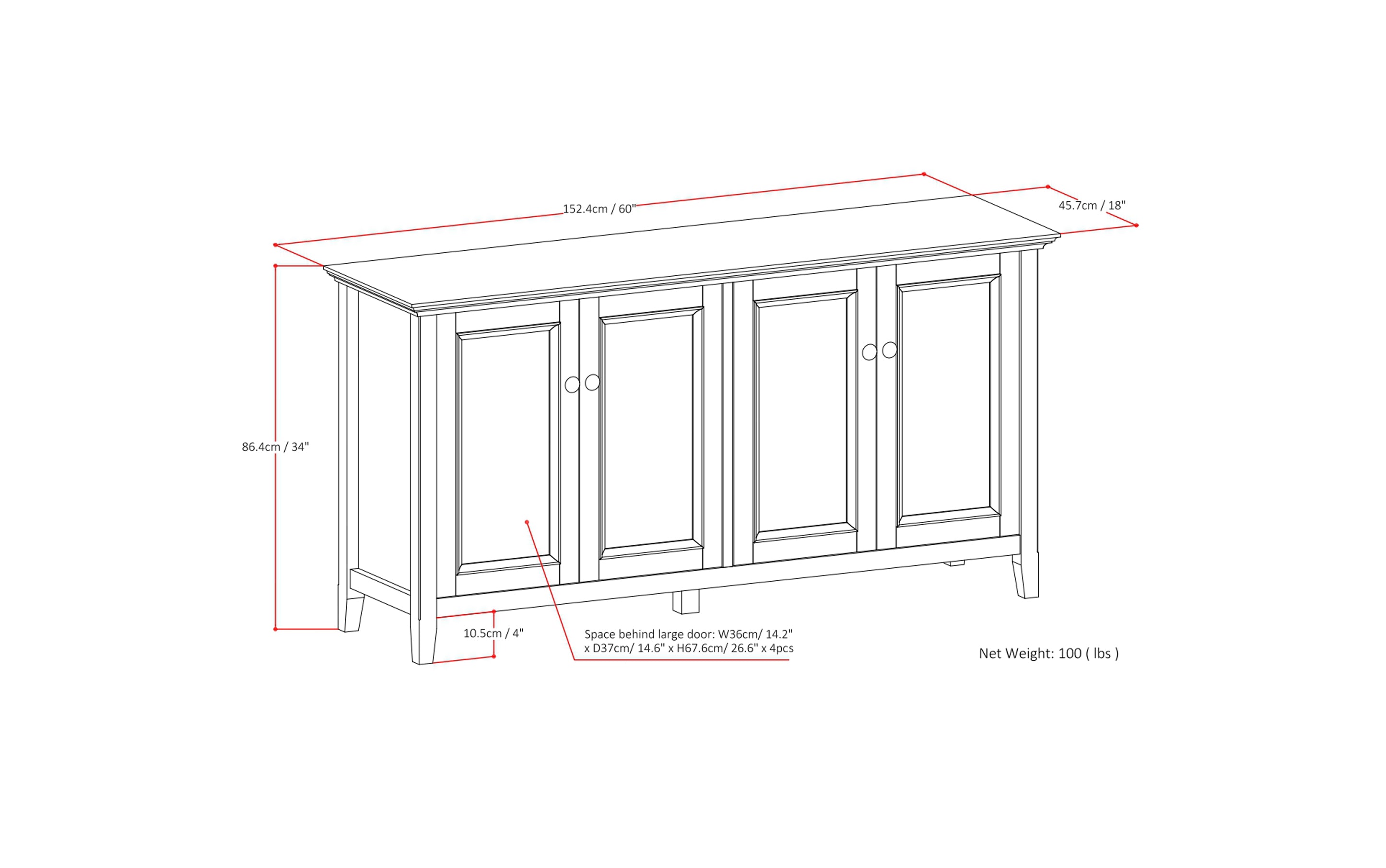 Amherst Wide 4 Door Storage Cabinet