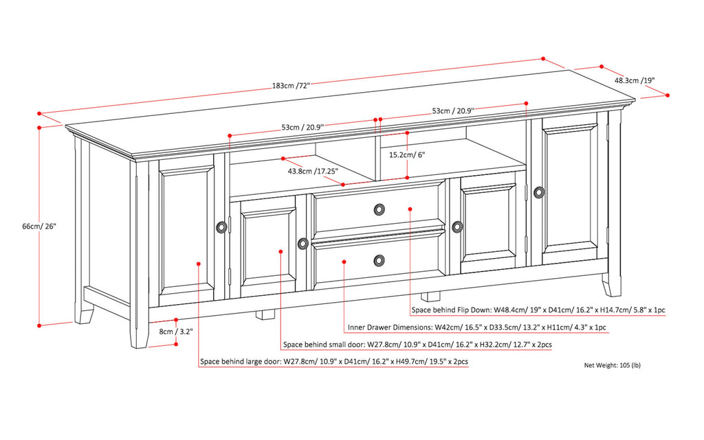 Amherst 72 inch Wide TV Media Stand