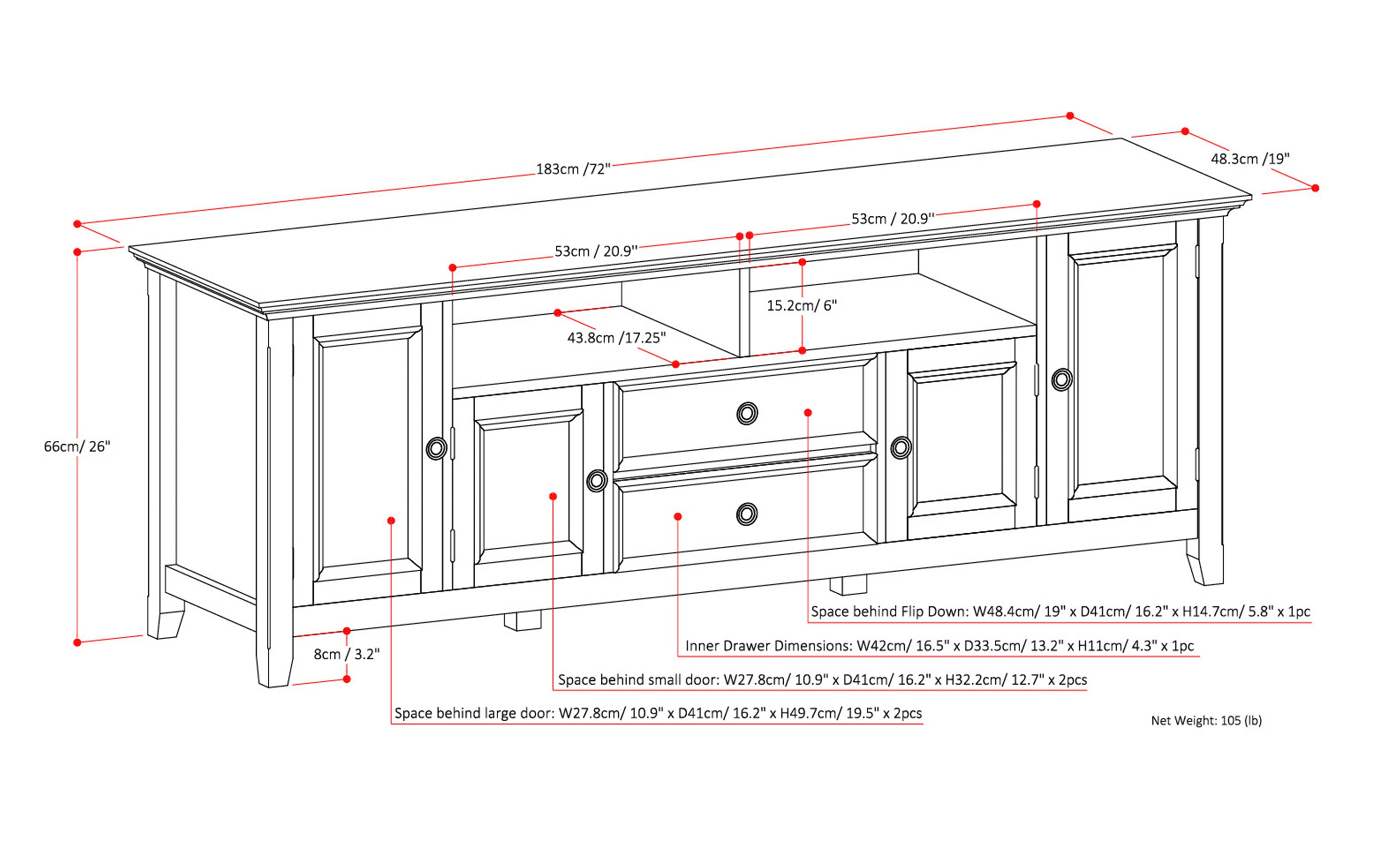 Amherst 72 inch Wide TV Media Stand