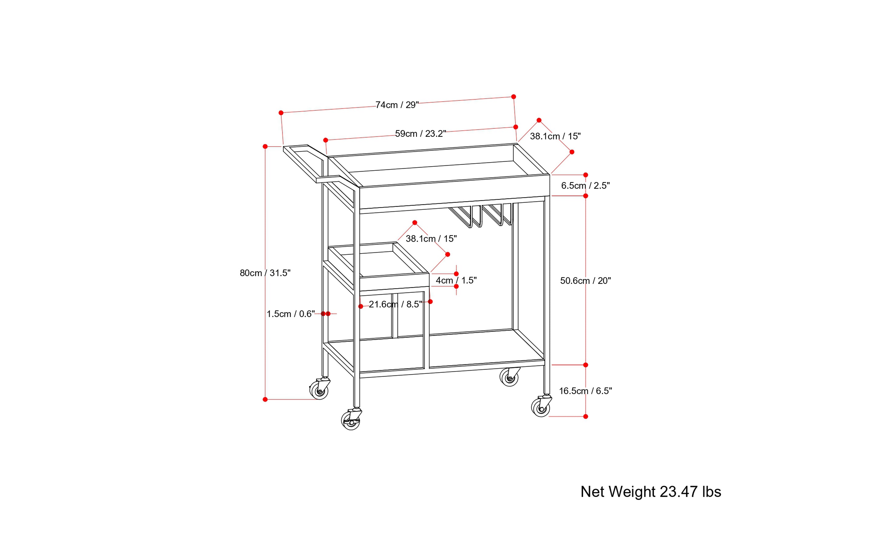 Barnes 29 inch Bar Cart in Mango
