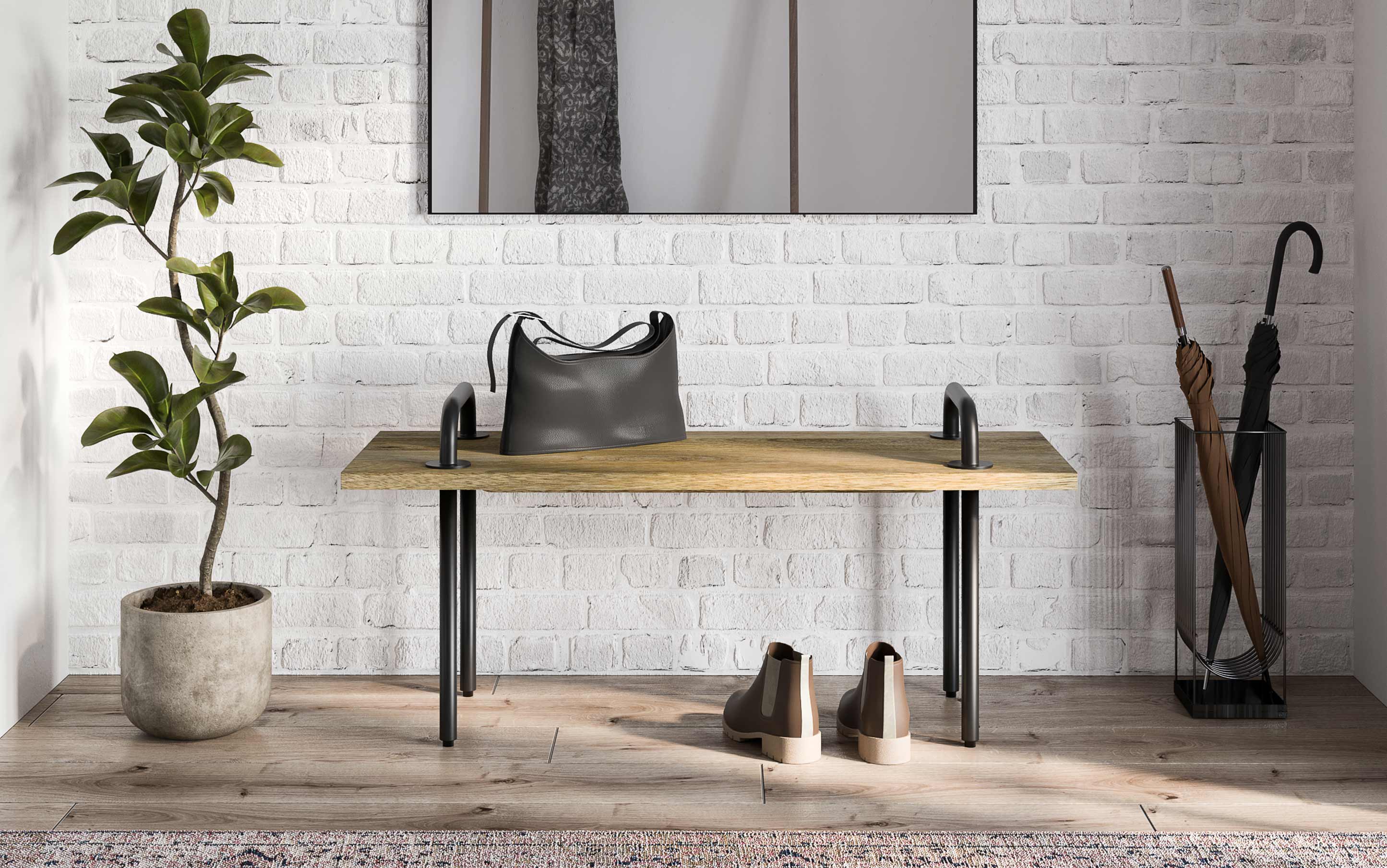 Berkeley Small Entryway Bench in Mango