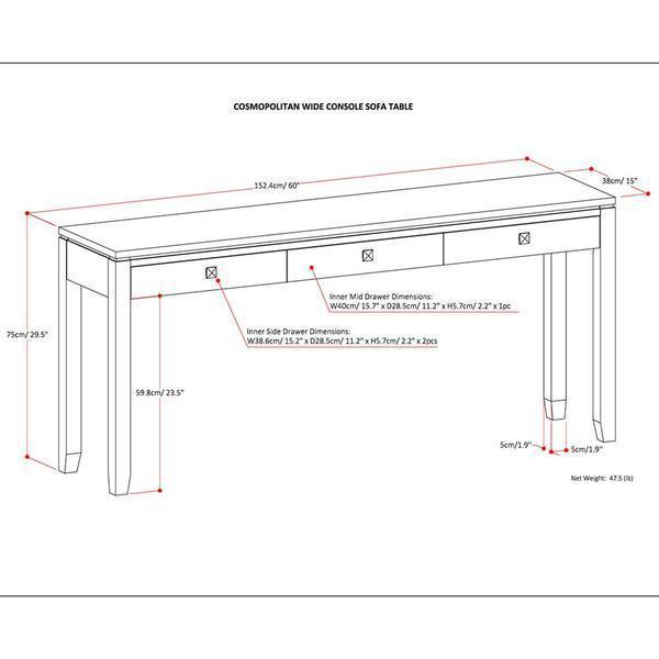 Cosmopolitan Wide Console Table