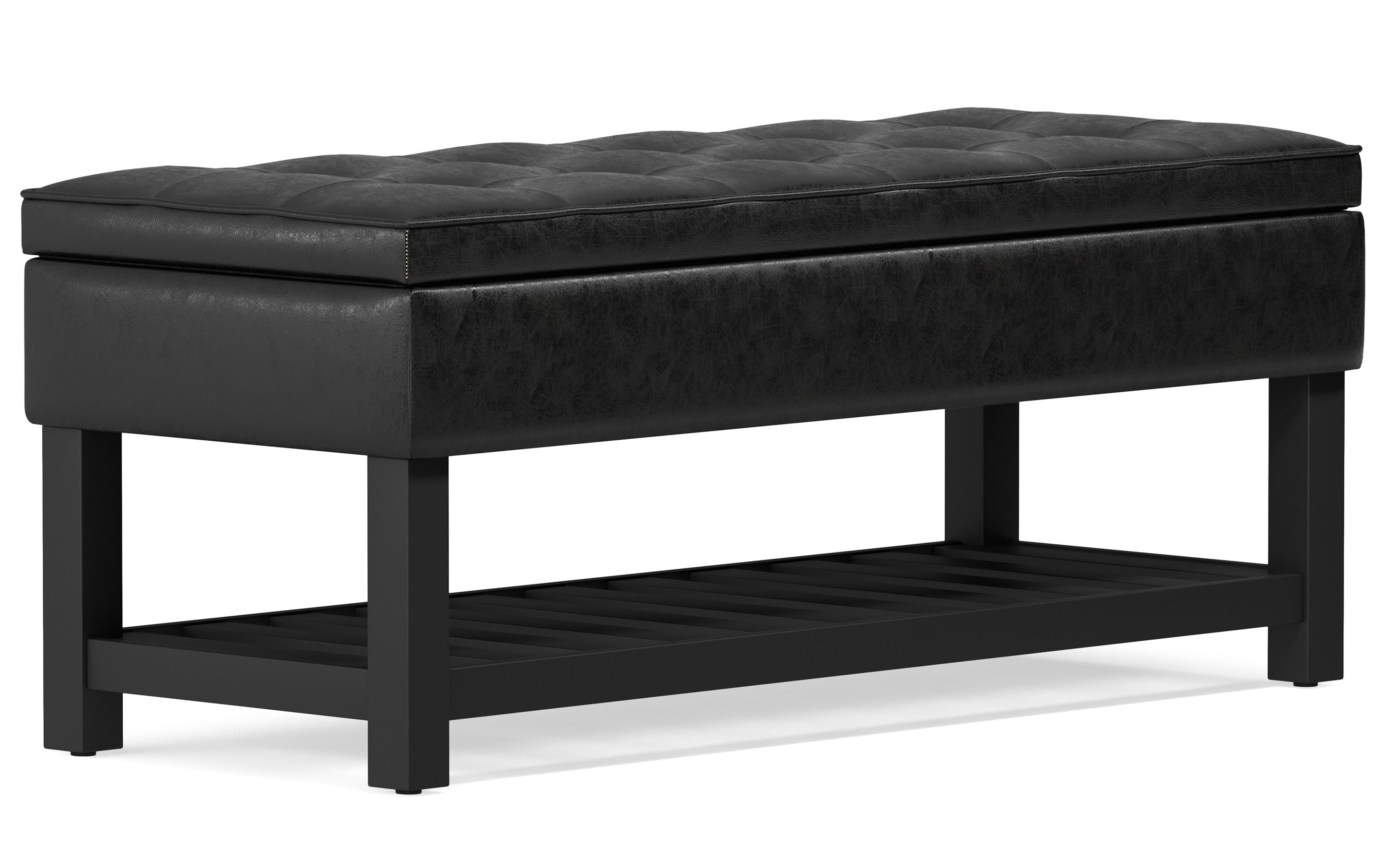 Cosmopolitan Ottoman Bench in Distressed Vegan Leather