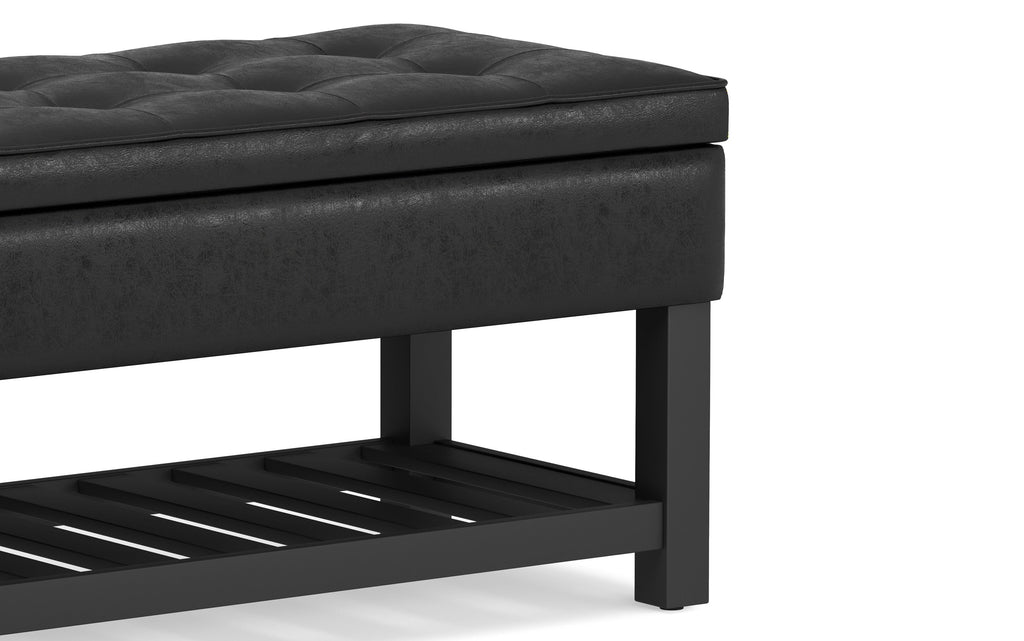 Cosmopolitan Ottoman Bench in Distressed Vegan Leather