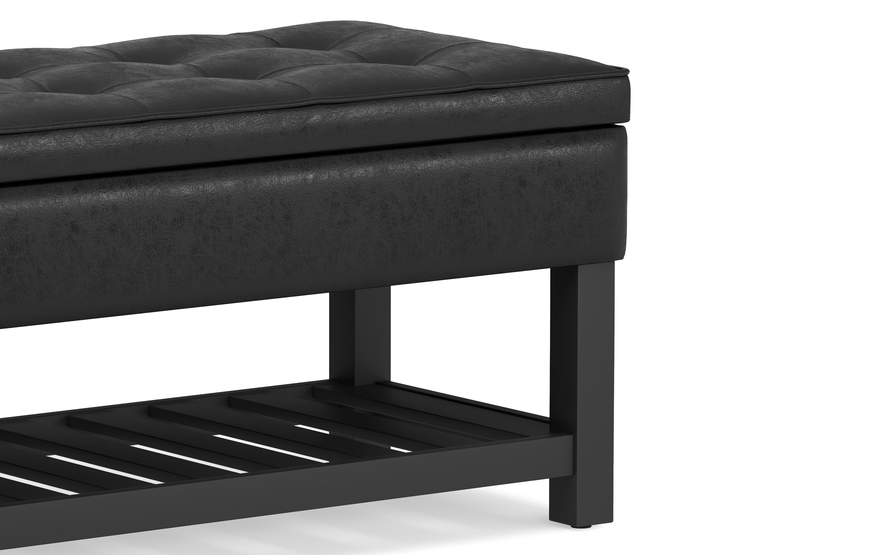 Cosmopolitan Ottoman Bench in Distressed Vegan Leather