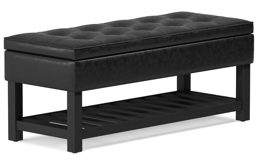 Cosmopolitan Ottoman Bench in Distressed Vegan Leather