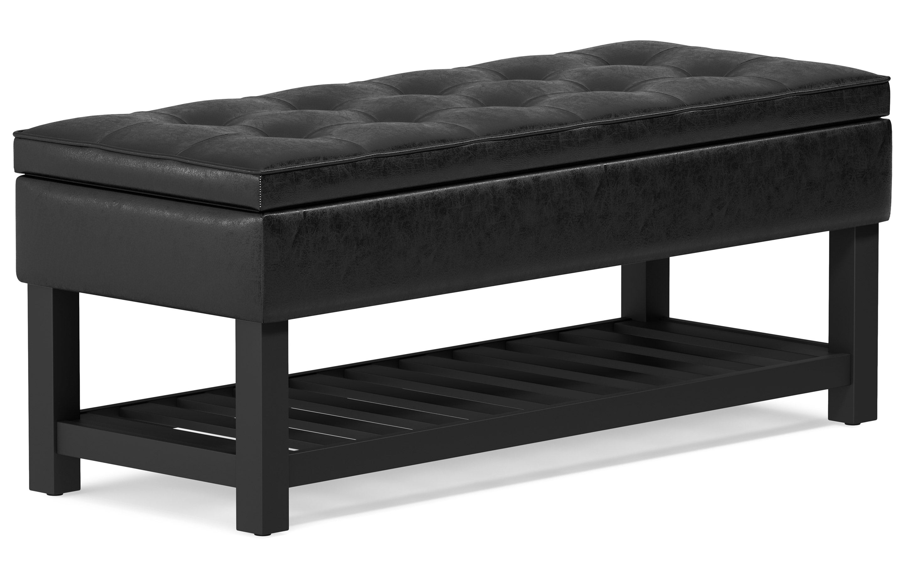 Cosmopolitan Ottoman Bench in Distressed Vegan Leather