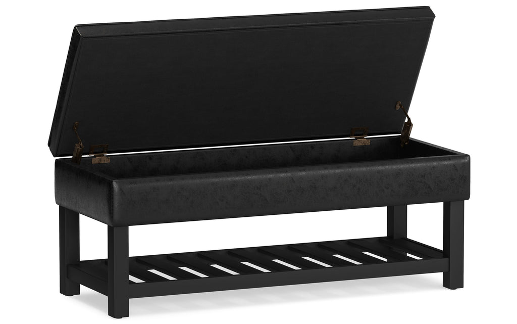 Cosmopolitan Ottoman Bench in Distressed Vegan Leather