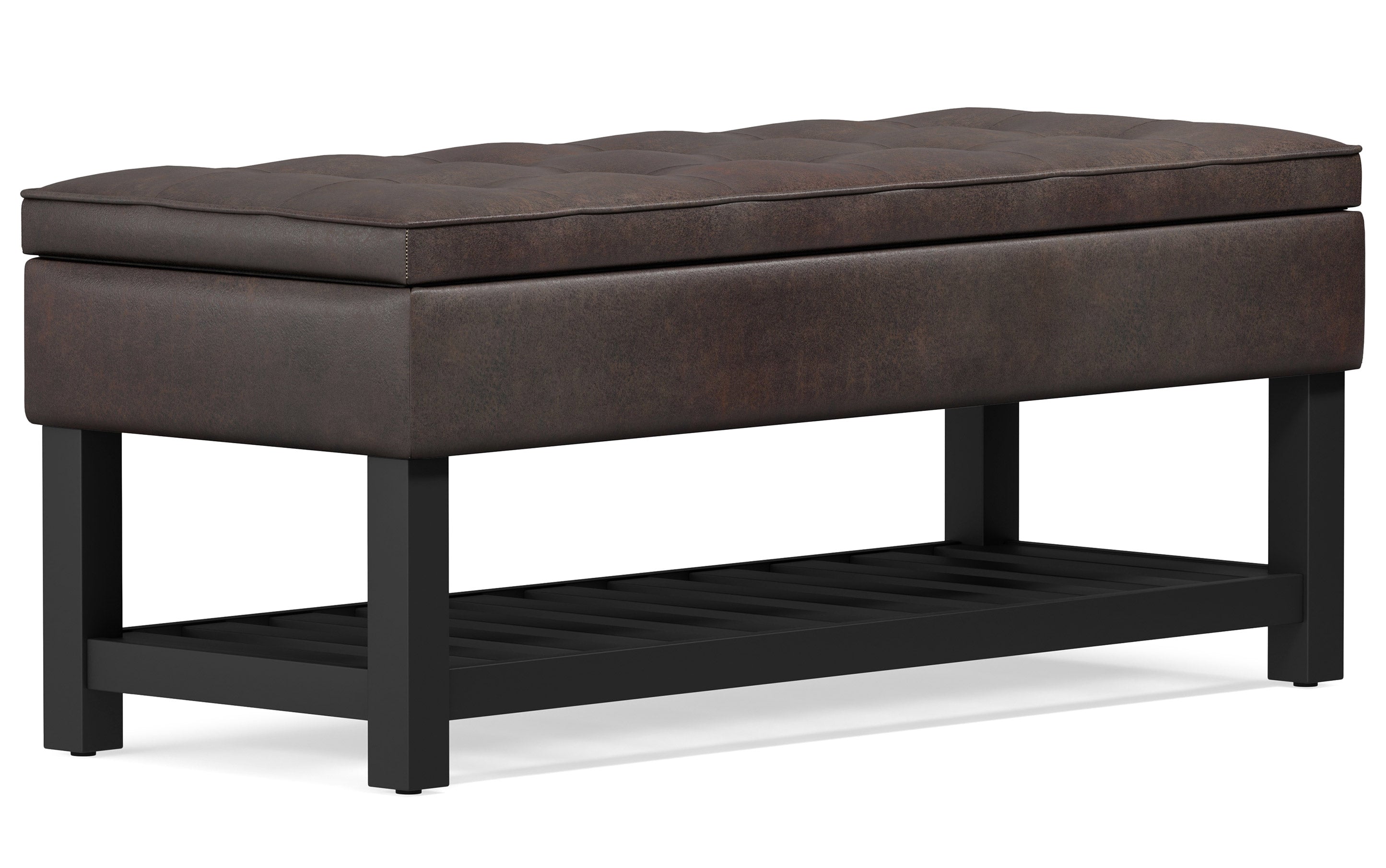 Cosmopolitan Ottoman Bench in Distressed Vegan Leather