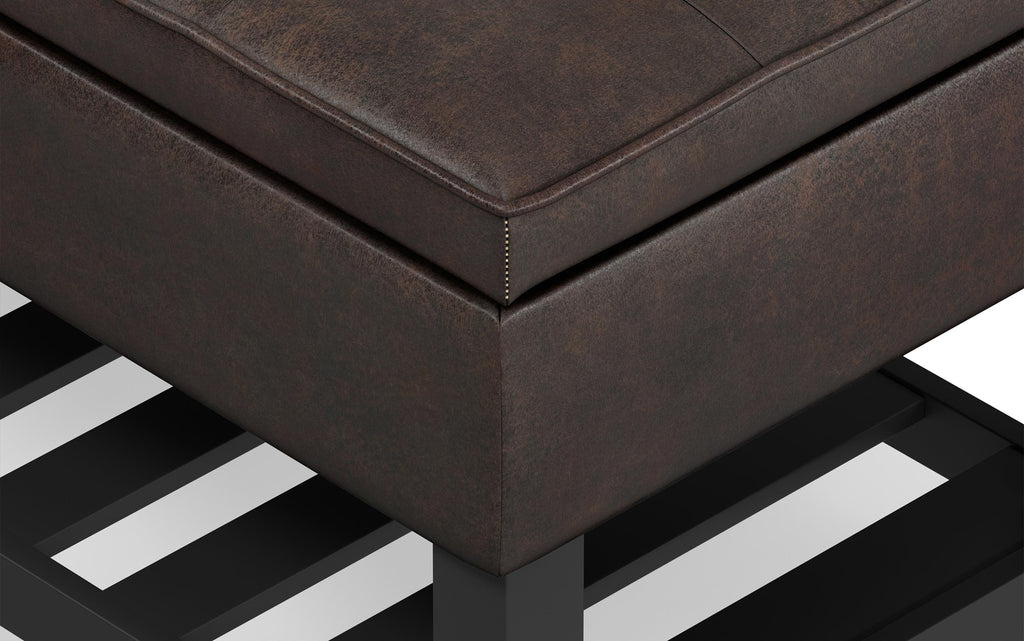 Cosmopolitan Ottoman Bench in Distressed Vegan Leather