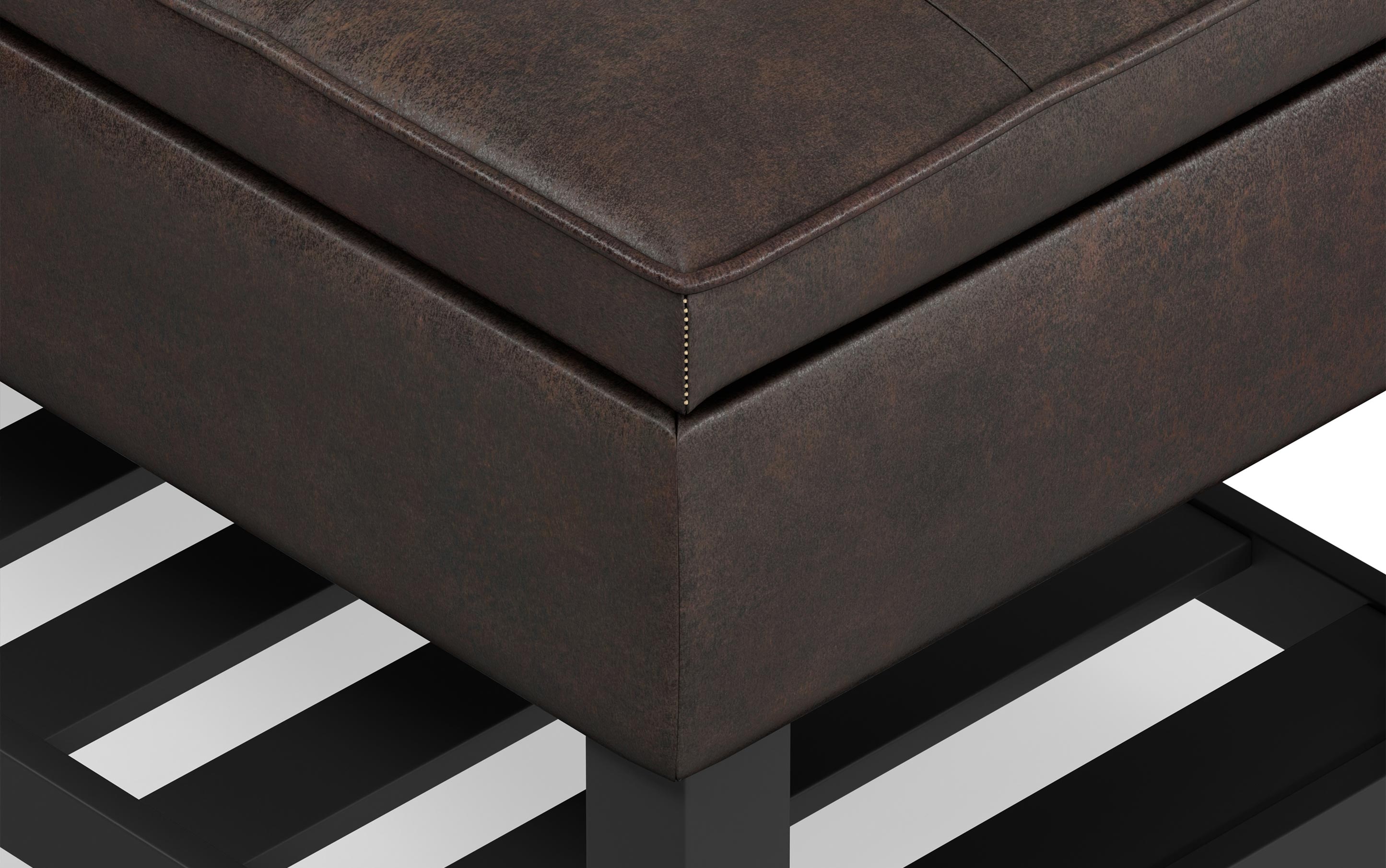 Cosmopolitan Ottoman Bench in Distressed Vegan Leather