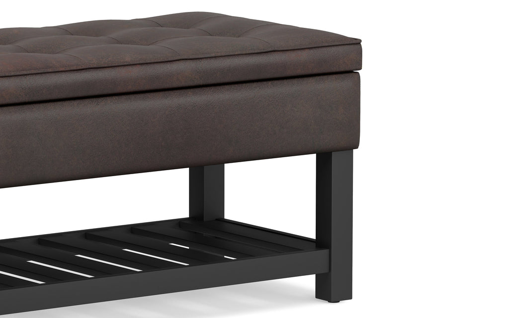 Cosmopolitan Ottoman Bench in Distressed Vegan Leather