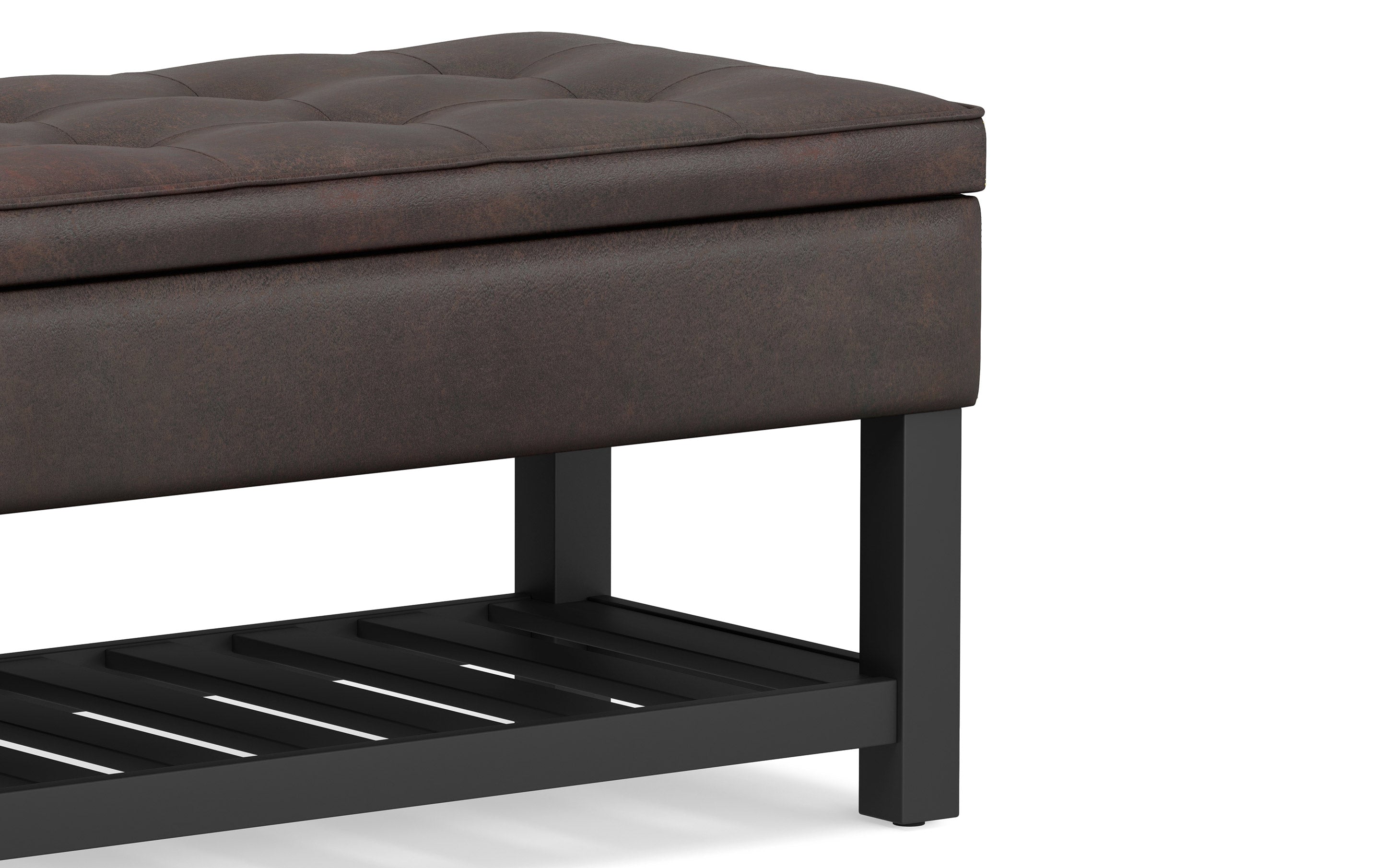 Cosmopolitan Ottoman Bench in Distressed Vegan Leather