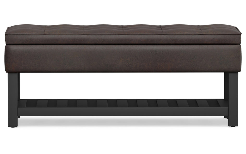 Cosmopolitan Ottoman Bench in Distressed Vegan Leather