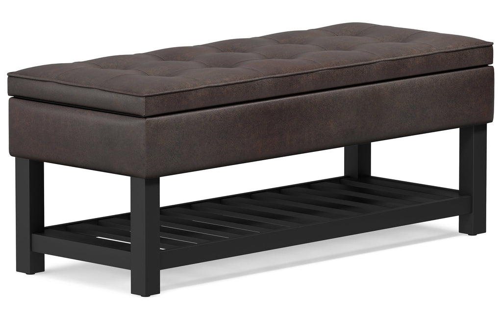 Cosmopolitan Ottoman Bench in Distressed Vegan Leather