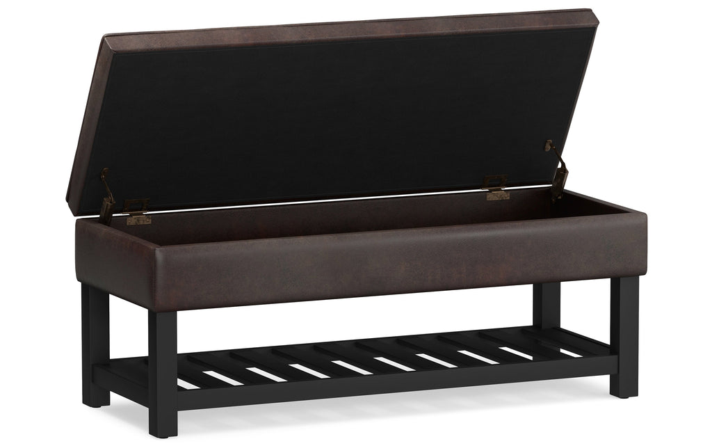 Cosmopolitan Ottoman Bench in Distressed Vegan Leather