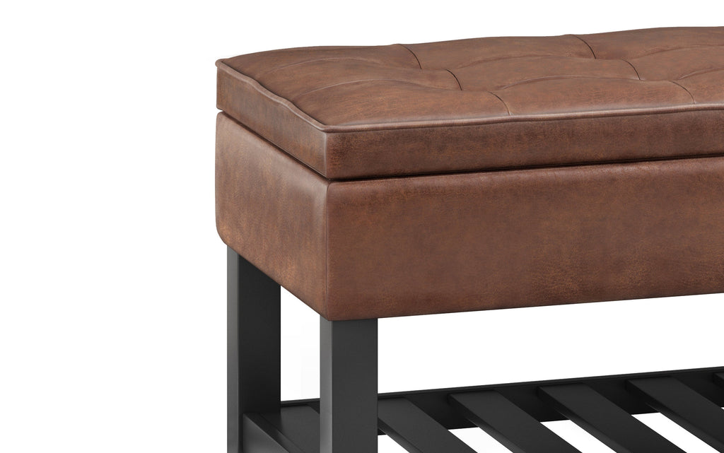 Cosmopolitan Ottoman Bench in Distressed Vegan Leather