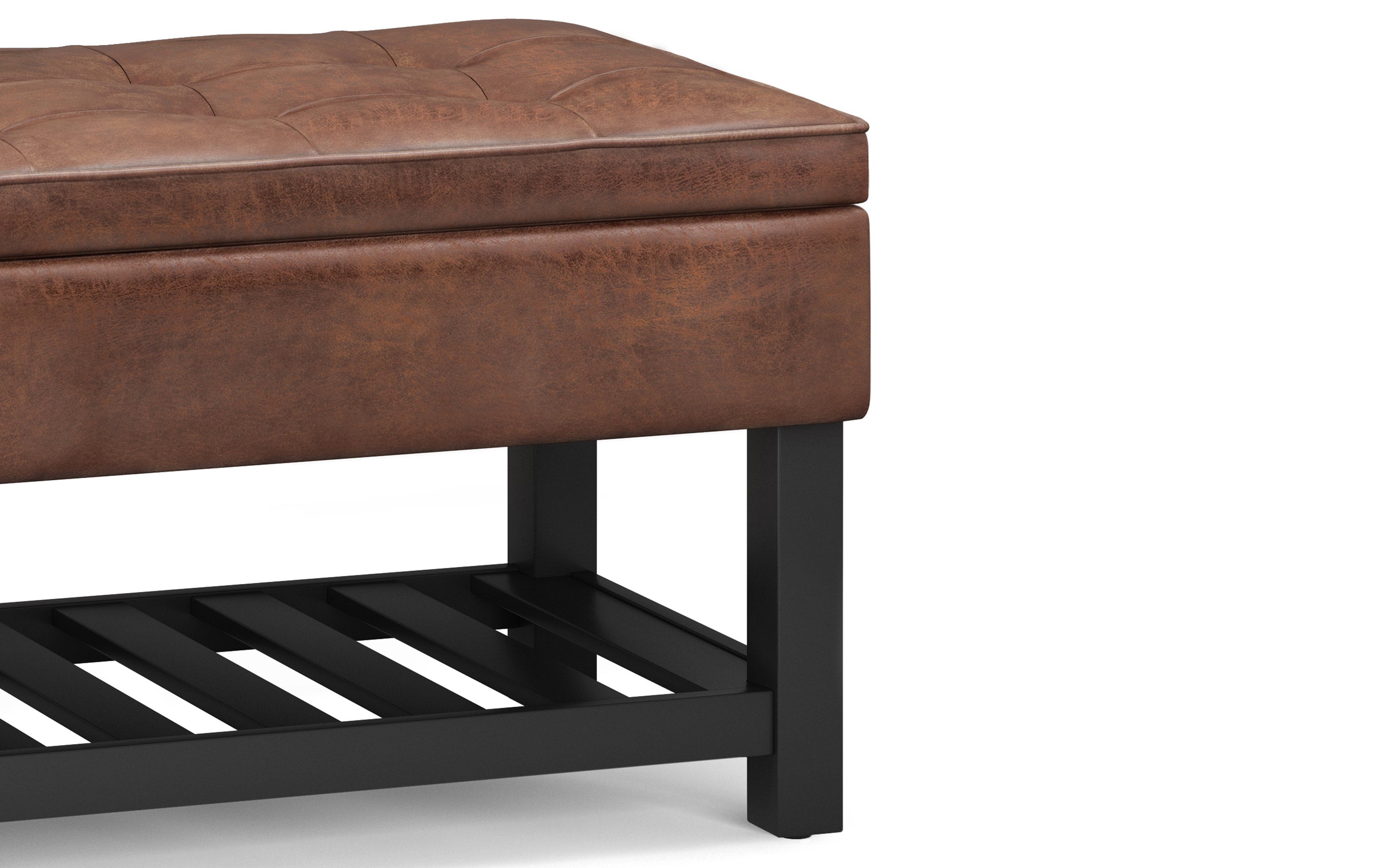 Cosmopolitan Ottoman Bench in Distressed Vegan Leather