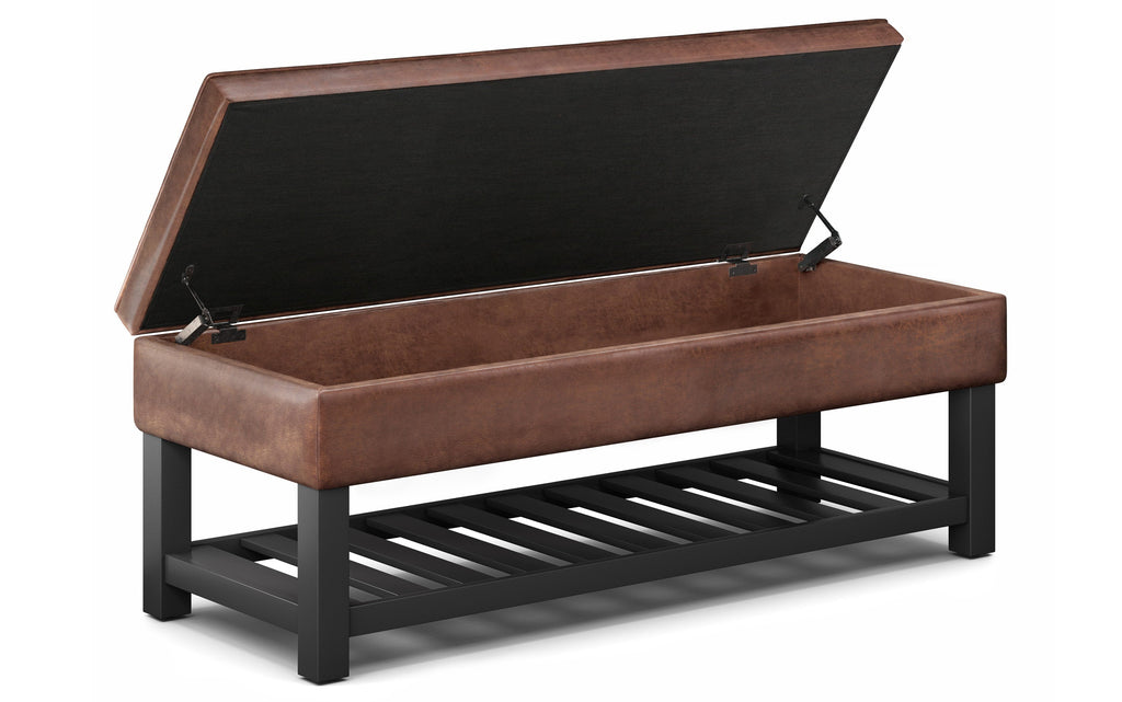 Cosmopolitan Ottoman Bench in Distressed Vegan Leather