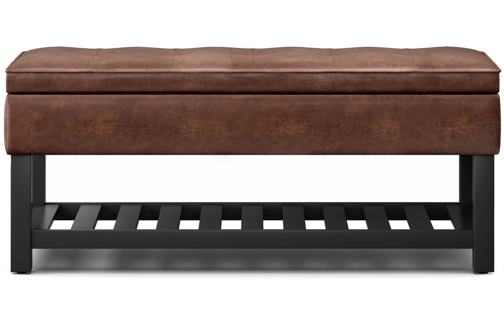 Cosmopolitan Ottoman Bench in Distressed Vegan Leather